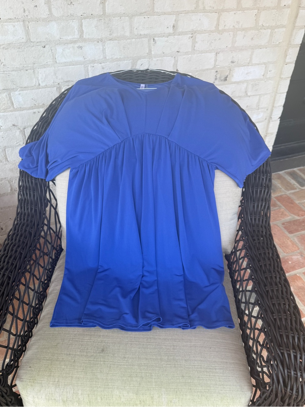 Dear Scarlett  Short-Sleeve Gathered Front Dress- Royal Blue